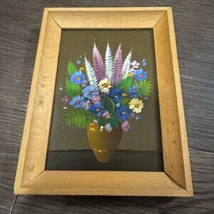 Floral Painting in Wooden Frame Kwiaty